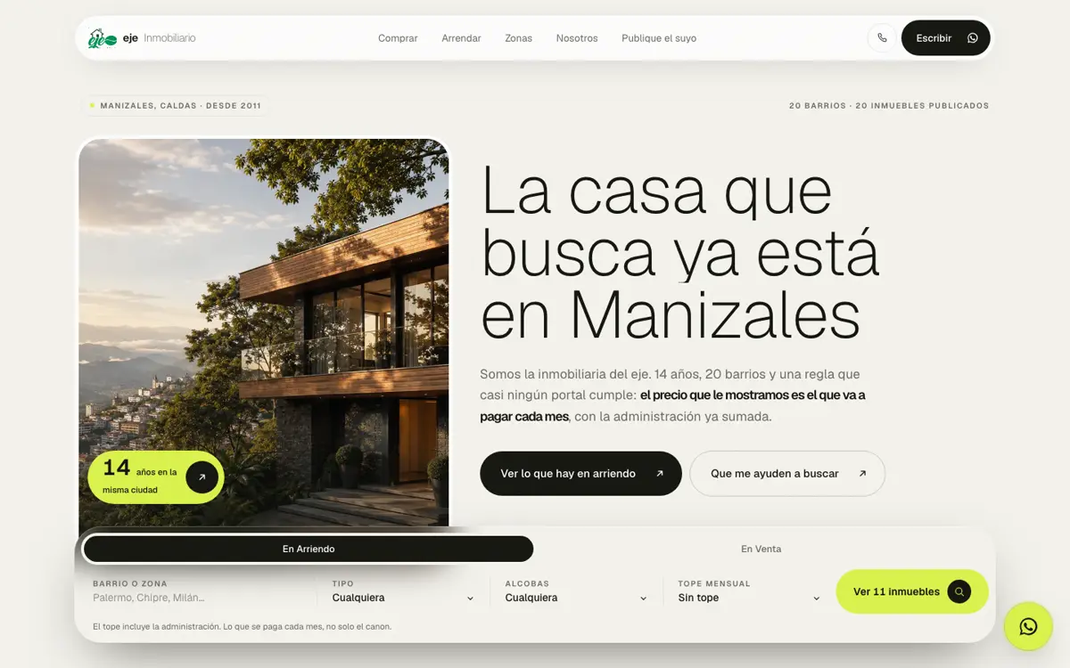 Web de inmobiliaria en Manizales hecha por ITERIA