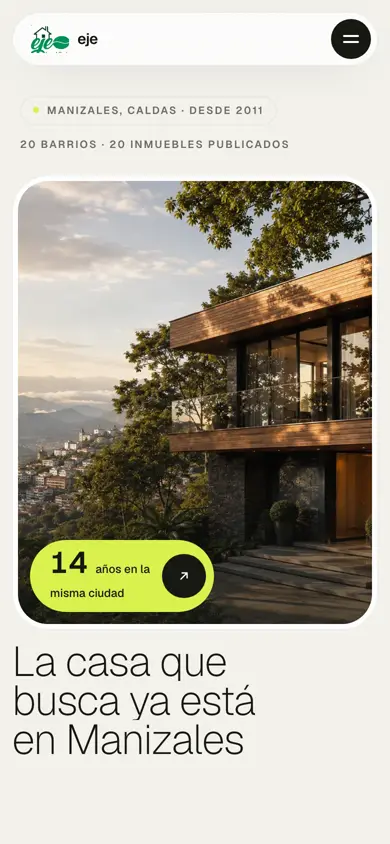 Web de inmobiliaria en Manizales hecha por ITERIA, vista en celular