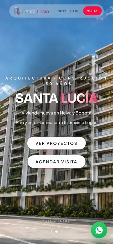 Web de constructora en Neiva y Bogotá hecha por ITERIA, vista en celular
